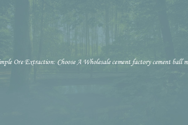 Simple Ore Extraction: Choose A Wholesale cement factory cement ball mill
