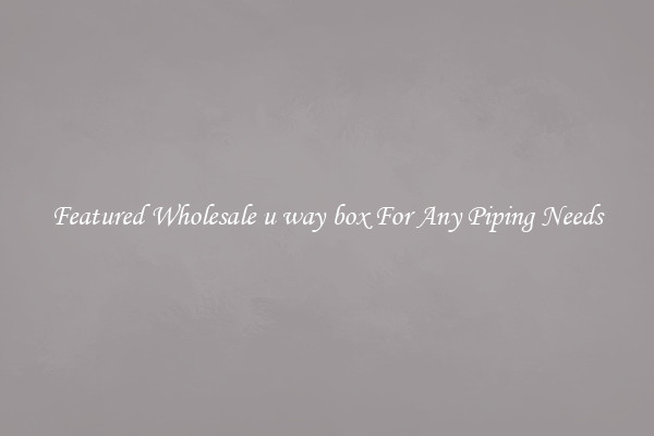Featured Wholesale u way box For Any Piping Needs
