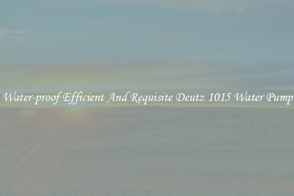 Water-proof Efficient And Requisite Deutz 1015 Water Pump