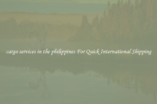 cargo services in the philippines For Quick International Shipping